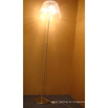 Lámpara de pie de cristal de alta calidad Lámpara de pie barata china de níquel de satén